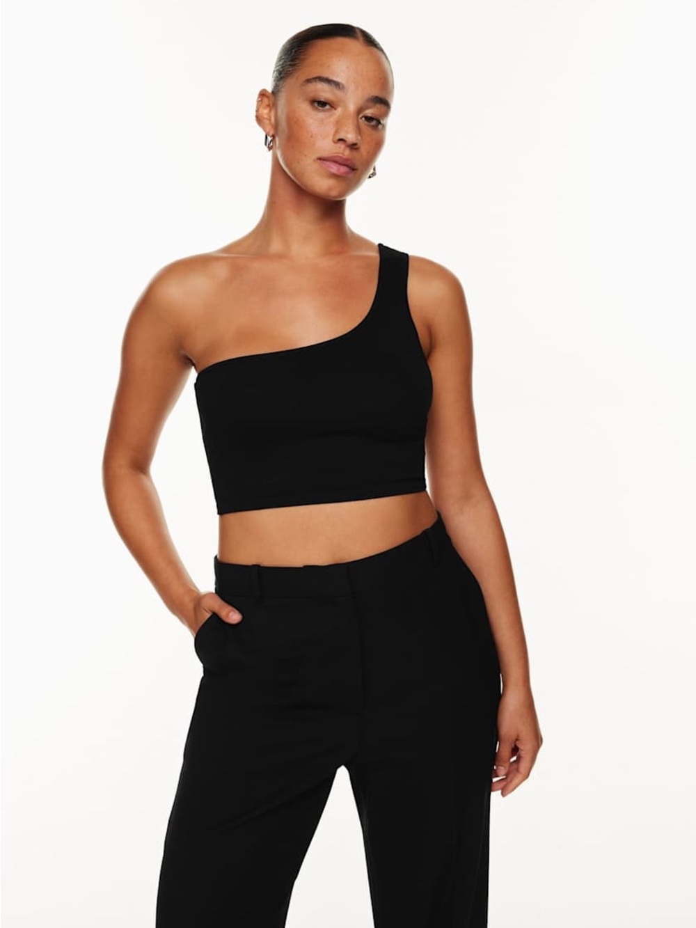 ARITZIA - BABATON SCULPT KNIT ONE-SHOULDER CROPPED TANK